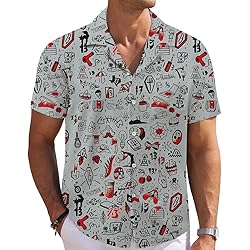 Pirate Grey Mens Funny Hawaiian Shirts 3D Graphic