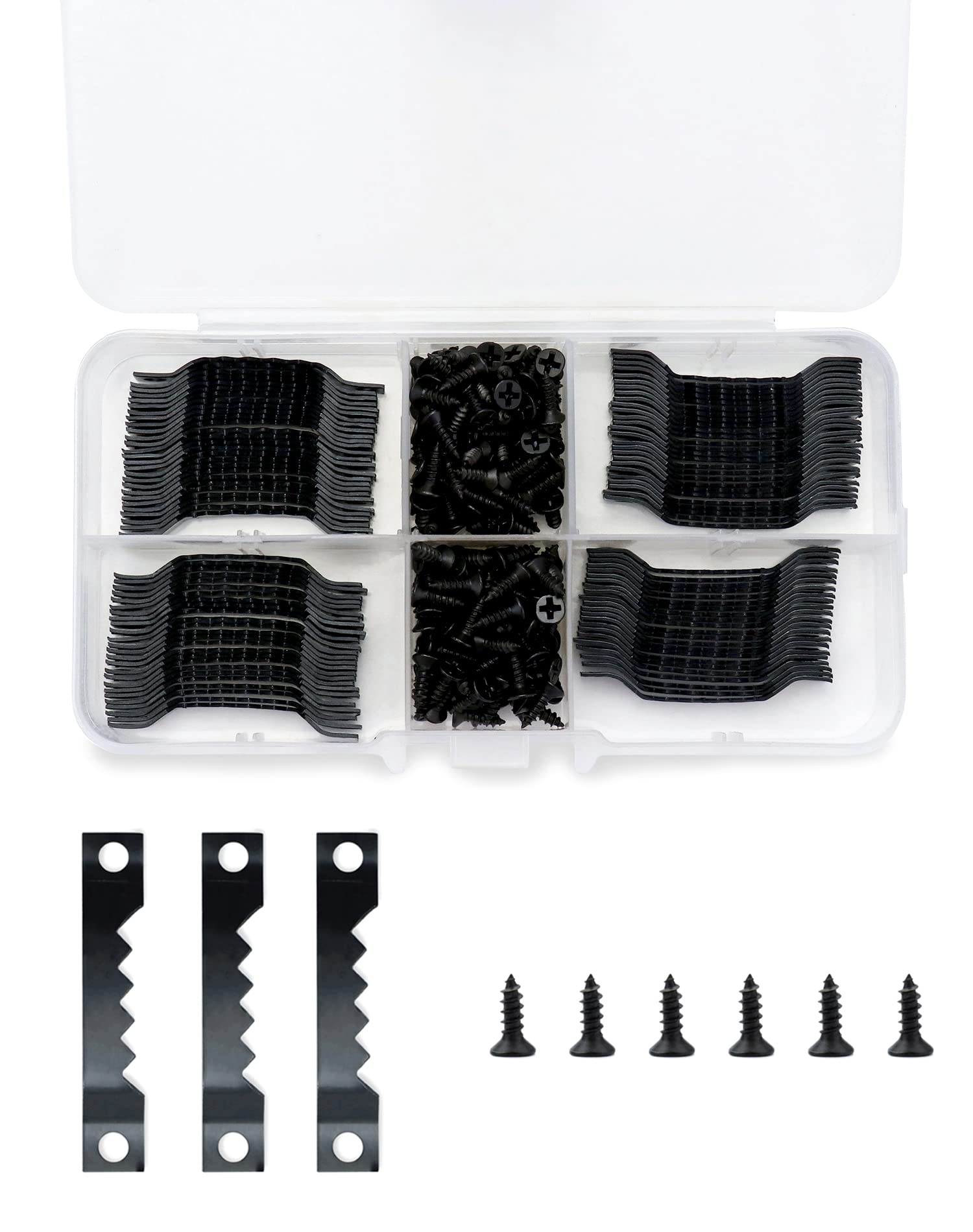 QWORK® 300 Set Picture Hooks with Screws , Sawtooth Picture Hanger , Picture Frame Hooks , with Box , Black