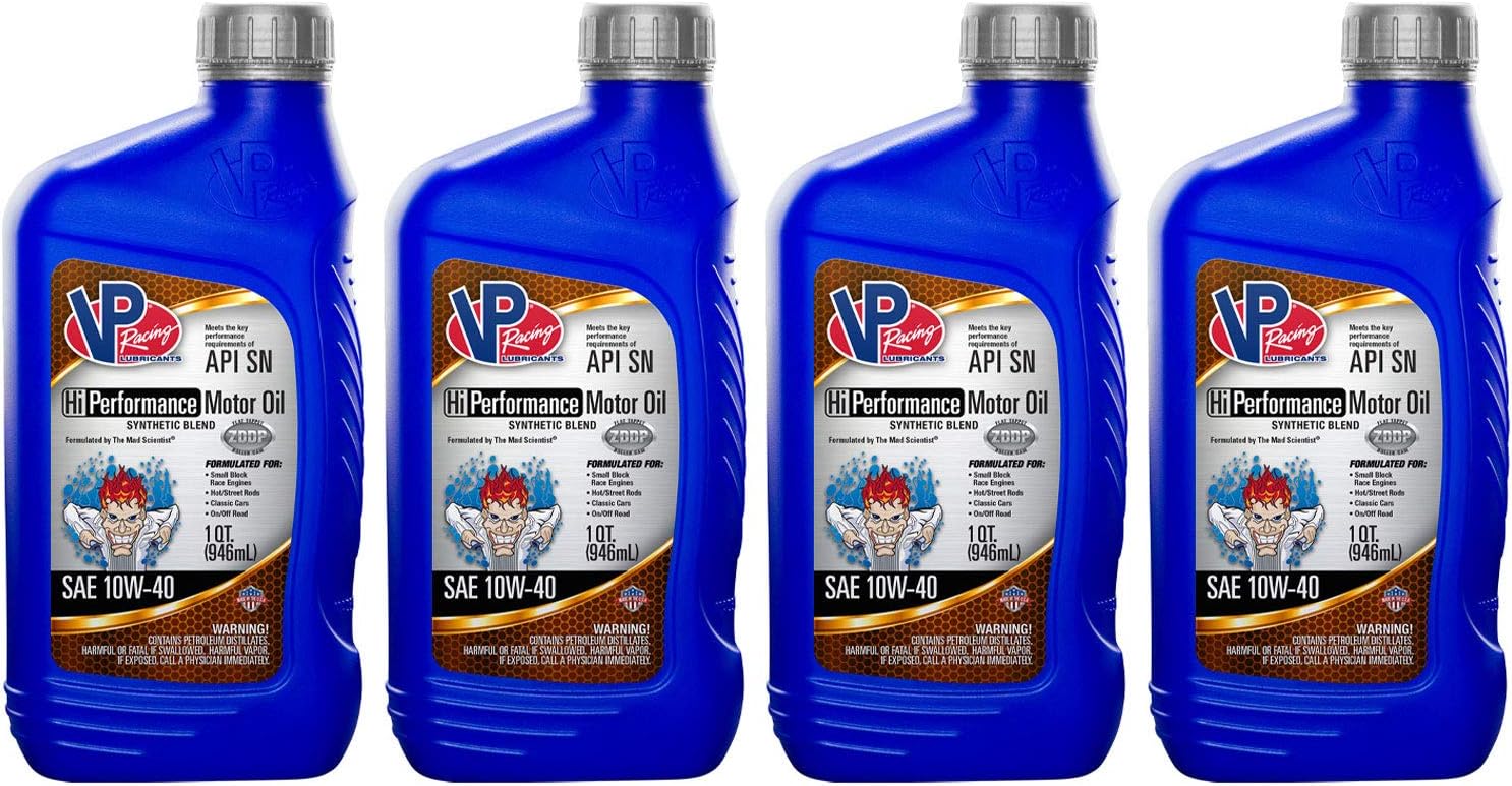 VP Racing Fuels Synthetic Blend Hi Performance Motor Oil SAE 10W-40 (4 Pack)