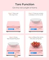 MUNBYN Shipping Scale 66lb/30kg Pink Back-Lit LCD Hold/Tare/PCS Auto Off view 5