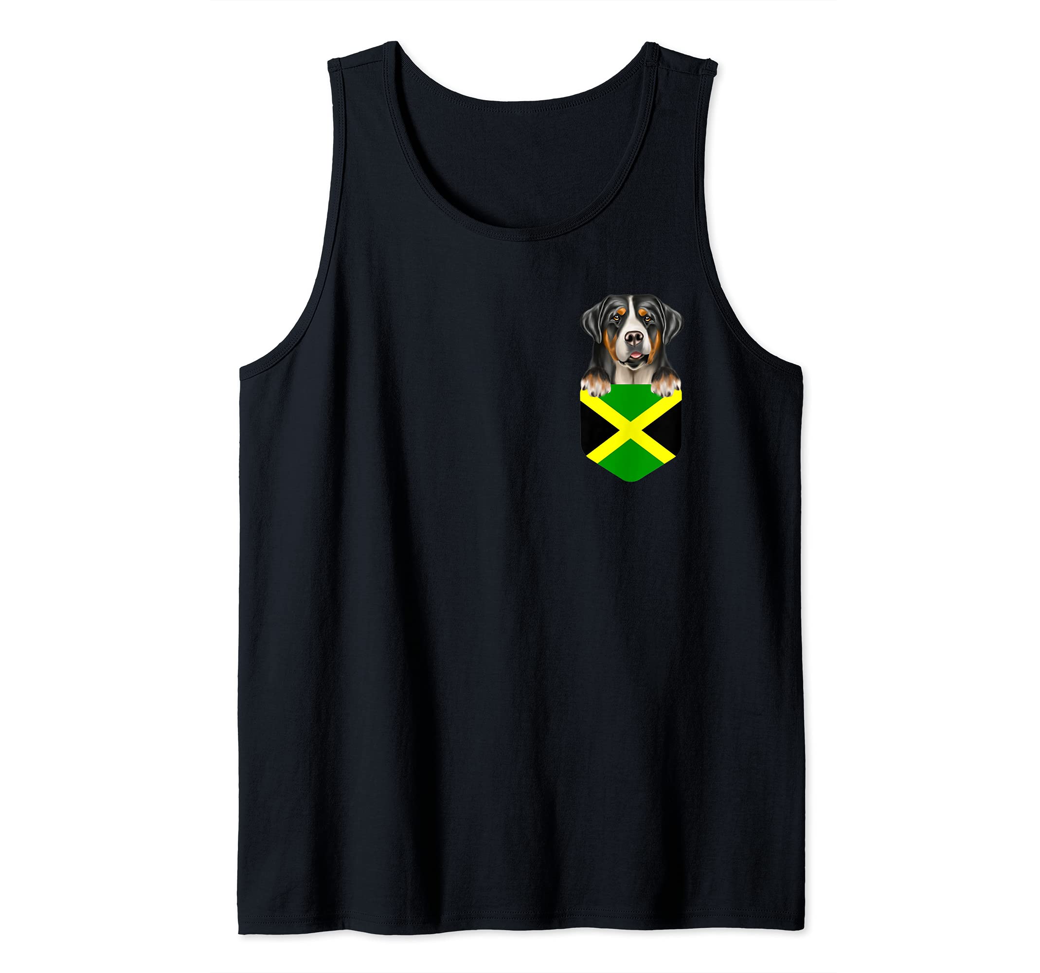 Jamaica Flag Greater Swiss Mountain Dog Dog In Pocket Tank Top