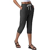 Pioneer Camp Women's Capri Yoga Pants Wide Leg Loose Stretch Athletic Sweatpants Causal Cropped Pajama Pants with Pockets