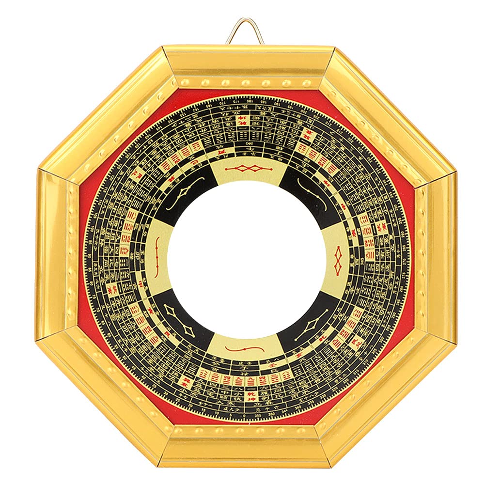 Hztyyier Christmas Decorations, 5.3in Bagua Mirror Ornament, Lucky Chinese Feng Shui Dent Convex Bagua Mirror for Home Business Ornament(Concave)
