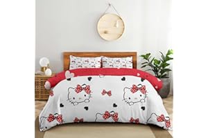 saevcuh 3 Piece Cartoon Bedding Set Cute Soft Duvet Cover Sets Kawaii Bedroom Anime Decor Gifts with 1 Comforter Quilt Cover and 2 Pillowcase for Girl Women (Twin:70 * 86 in, HK 3)