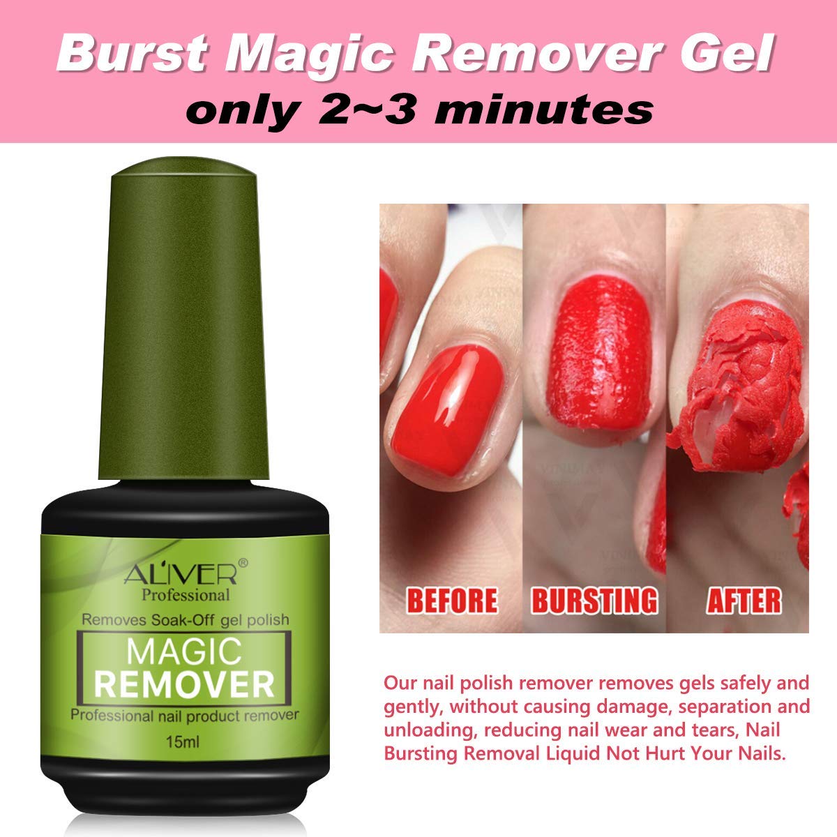 3 Pack Magic Nail Polish Remover, Quick & Easy Remove Gel Nail Polish Within 3-5 Minutes, No Need For Foil, Soaking or Wrapping, For Natural, Gel, Acrylic, Sculptured Nails : Beauty