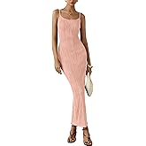 MASCOMODA Women 2025 Summer Sexy Bodycon Maxi Dress Spaghetti Strap Knit Fitted Tight Sleeveless Party Slip Long Dresses