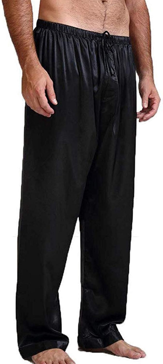 Men's Silk Satin Pajama Pants Soft Long Classic Pajama Sleep Bottoms
