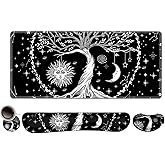 ToLuLu Extended Gaming Mouse Pad, Memory Foam Ergonomic Keyboard Mouse Wrist Rest Support Set, Large Desk Mat with Stitched Edges, Non-Slip Base Mousepad for Home Office Game and Study, Moon & Sun