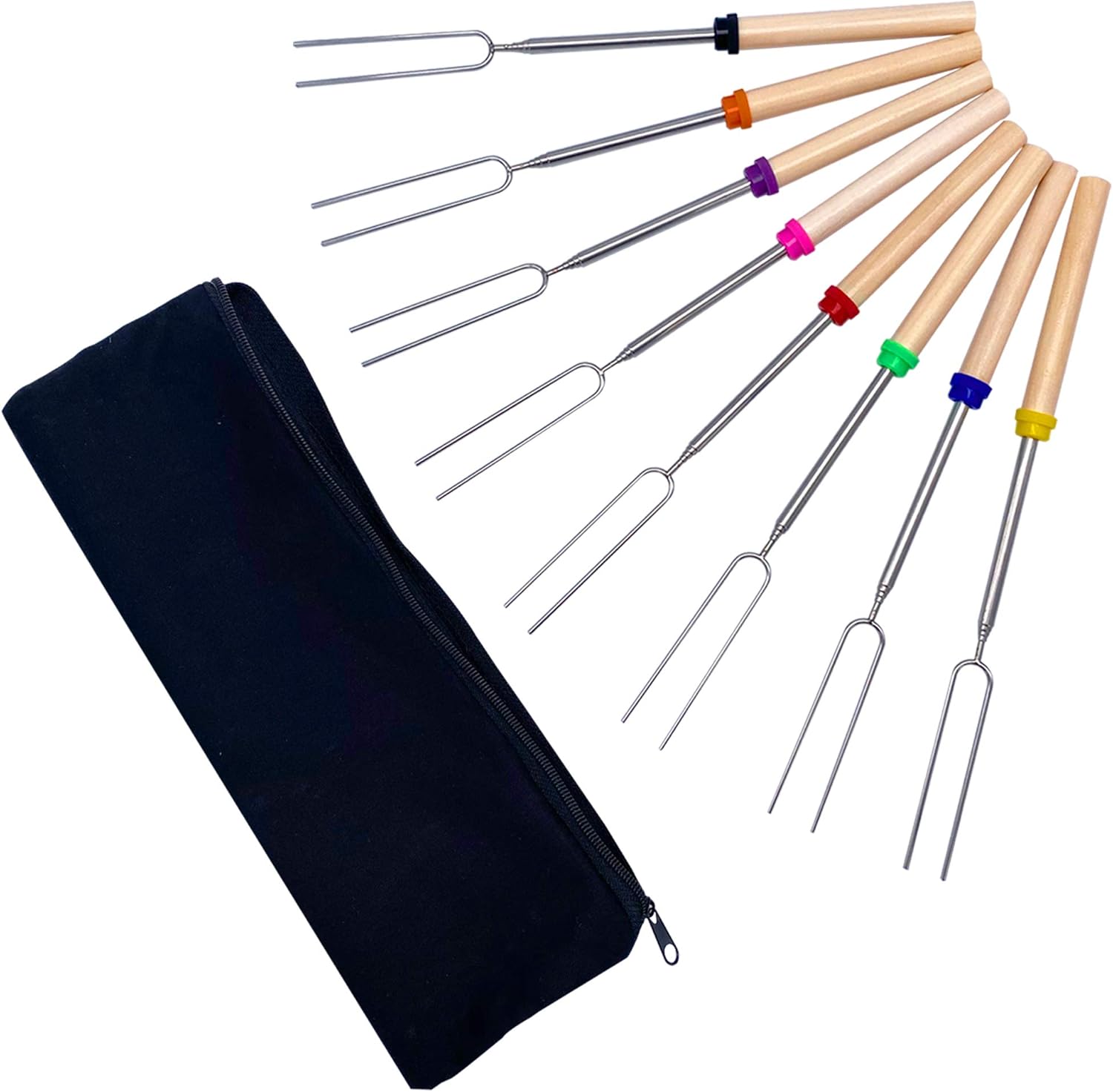 Marshmallow Roasting Sticks Set of 8 Smores Sticks for Fire Pit, Telescoping Rotating Smores Skewers - Hot Dog Roasting Sticks for Campfire, Camping, Bonfire and Grill : Garden & Outdoor