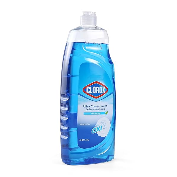 CLOROX ULTRA CONCENTRATED LIQUID DISH SOAP WITH OXI, FRESH SCENT – DISHWASHING DETERGENT, BLEACH-FREE FORMULA POWERS THROUGH GREASE, 40 FL OZ