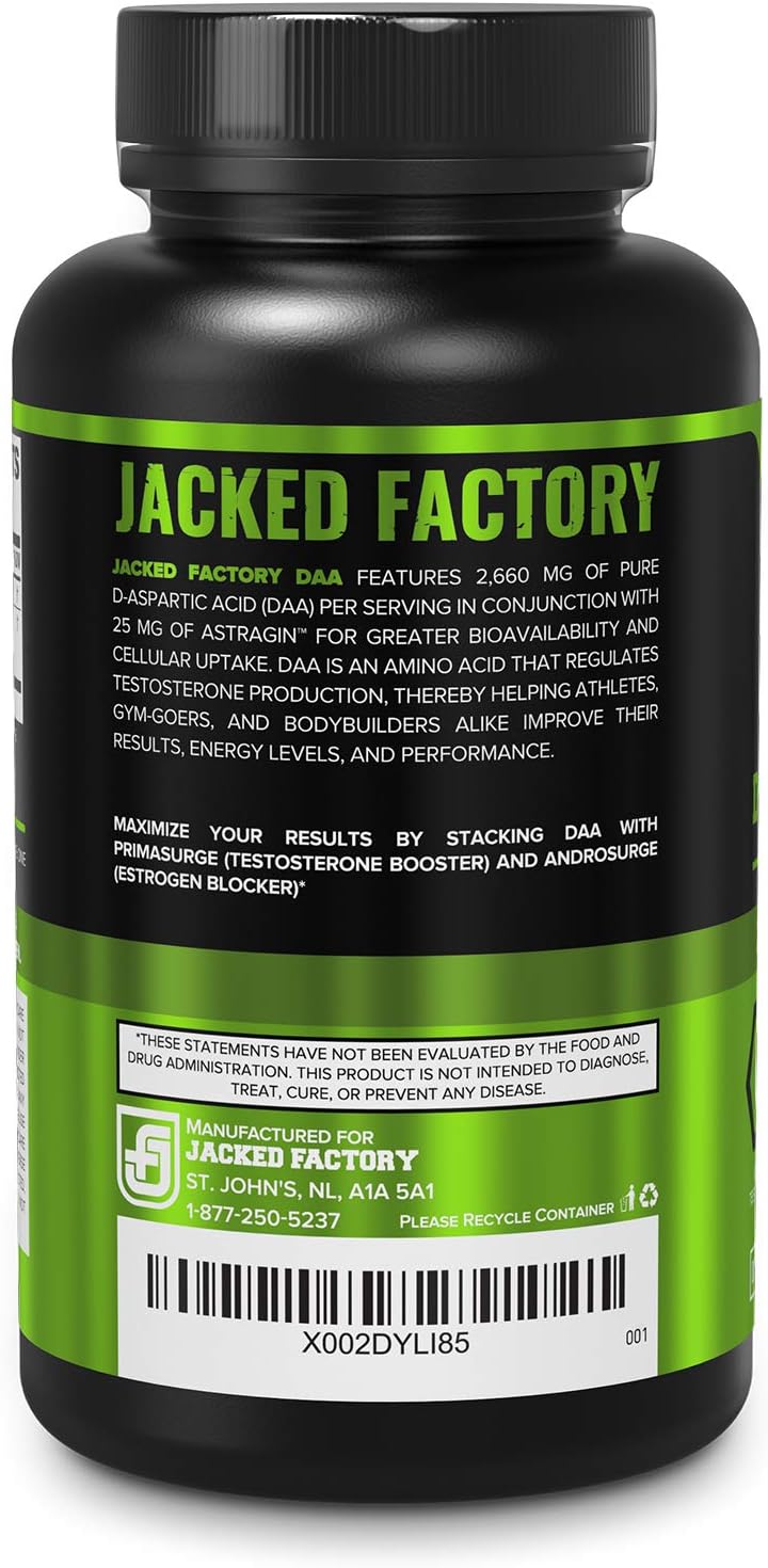 DAA D Aspartic Acid Supplement - Fortified with Astragin for Enhanced Absorption, Zero Artificial Fillers - 120 Veggie Capsule Pills: Health & Personal Care