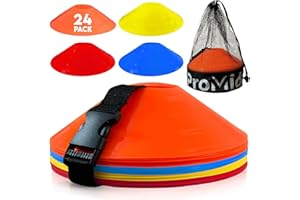 ProMidas Soccer Cones for Training - (24, 50 & 100 Pcs) with Mesh Bag & Strap - Flexible & Heavy Duty - Best for Football, Basketball & Running Drills - Premium Quality Soccer Training Cones Sports