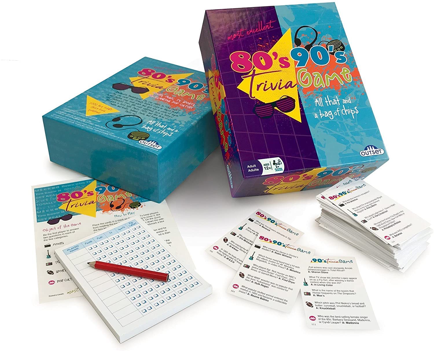 Photo 1 of 80’s 90’s Trivia Party Game (Amazon Exclusive) – Contains 1,000 Questions - 2 or More Players for Ages 12 and up by Outset Media.