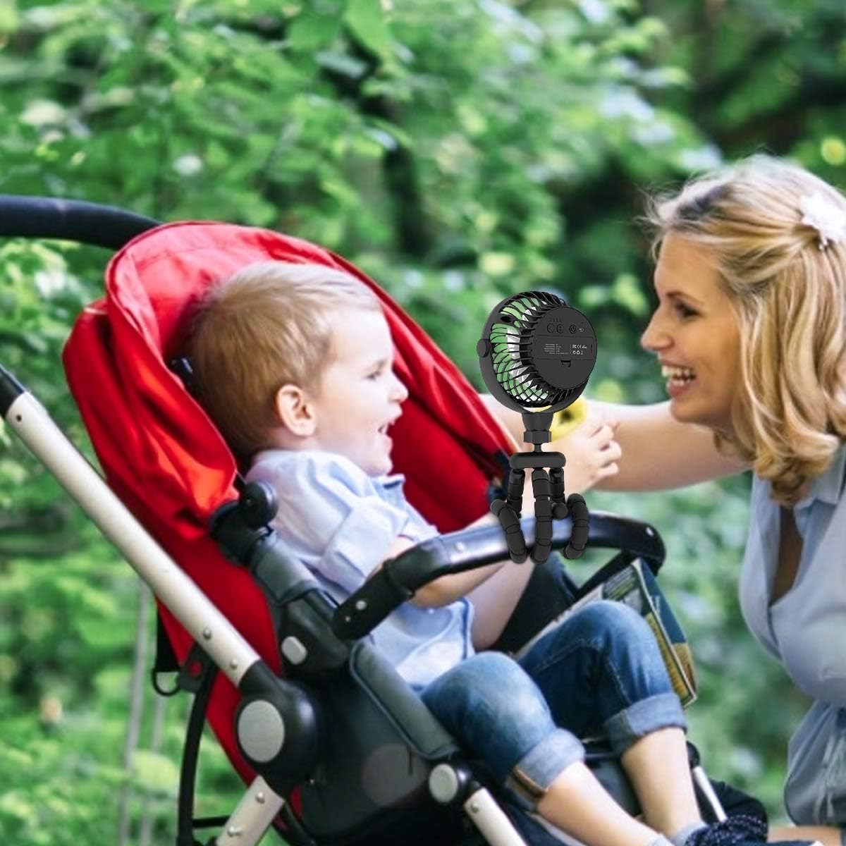 Portable Handheld Fan, 2600mAh Battery Powered Personal Desk Baby Fan Air Circulator Fan with Flexible Tripod, Ultra Quiet 4 Speed 360° Rotatable USB Fan for Stroller Office Camping Hurricane Outage,Black: Home & Kitchen