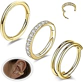 6ixGosh Small Cartilage Double-Hoop Conch Helix Piercing Jewelry Earrings 16G 18G 316L Surgical Steel Double Piercings Hoops Septum Rings For Women Nose Ring Rook Daith Tragus Earring