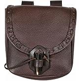 Mythrojan Leather Belt Pouch Medieval Genuine Leather Bag Costume Accessories Pouch Viking Belt Renaissance Coin Purse for LARP Fantasy Events, Ren Faire, Halloween – Brown
