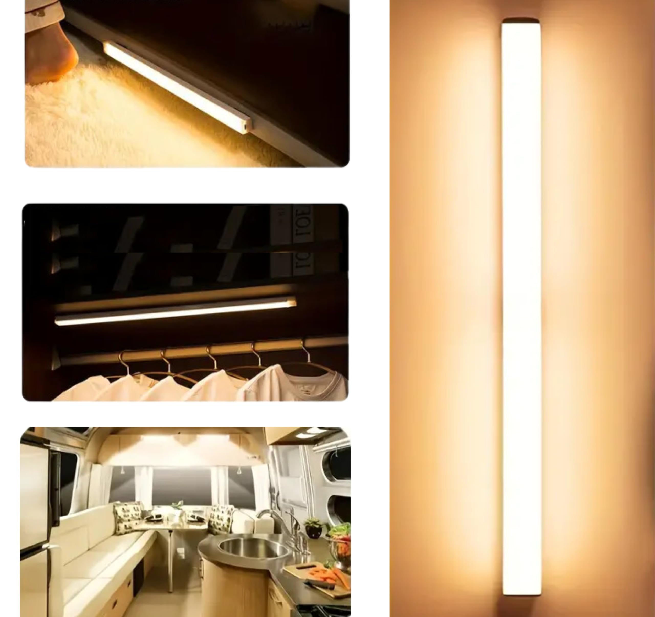 Motion Sensor Lights (2 Pack) – 50cm Rechargeable LED Night Light Bar for Bedroom, Cabinet, Kitchen, Hallway – Stick-On Magnetic Warm Light, Indoor Motion Activated Lighting by TradeProvider®