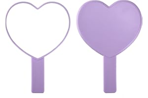 TBWHL Heart-Shaped Travel Handheld Mirror, Cosmetic Hand Mirror with Handle (Purple, 1Pack)