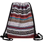 Van Caro Bohemian Drawstring Backpack Light Cinch Bag Gym Sack String Bag (Color 2)
