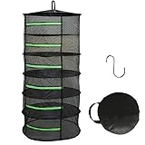 HYDGOOHO Drying Rack Net Dryer 6 Layer 2ft Black W/Green Zippers Hydroponics，Bonus Hook