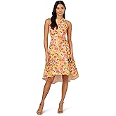 Adrianna Papell Womens Ruffled Jacquard Dress