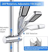 Joyoldelf Adjustable ABS Shower Rail Holder 19-25mm Chrome Plated view 3