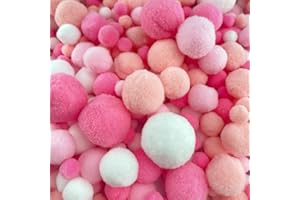 Jxpinet 1000 Pcs 5 Size 1cm to 3 cm Assorted Size Multicolor Bulk Fuzzy Pom Poms Balls for Crafts Art DIY Project Decorations, Pink Series