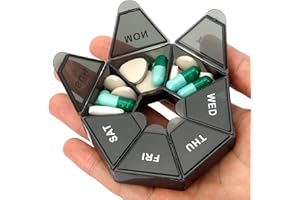 CUTILAND Pill Organizer, Pill Box, Small Pill Case, Medicine Pill Organizer 1 Time a Day, Weekly Pill Organizer, Pill Container, Pill holder, Daily Pill Organizer Travel Pill Organizer 7 Day (Black)