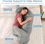 SHANNA Pregnancy Pillow J Shaped Full Body Maternity Pillow Dark Grey view 3