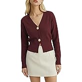 Women’s Spring V Neck Cardigan Lightweight Cropped Button Down Knit Sweater for Layering,Office Casual Wear
