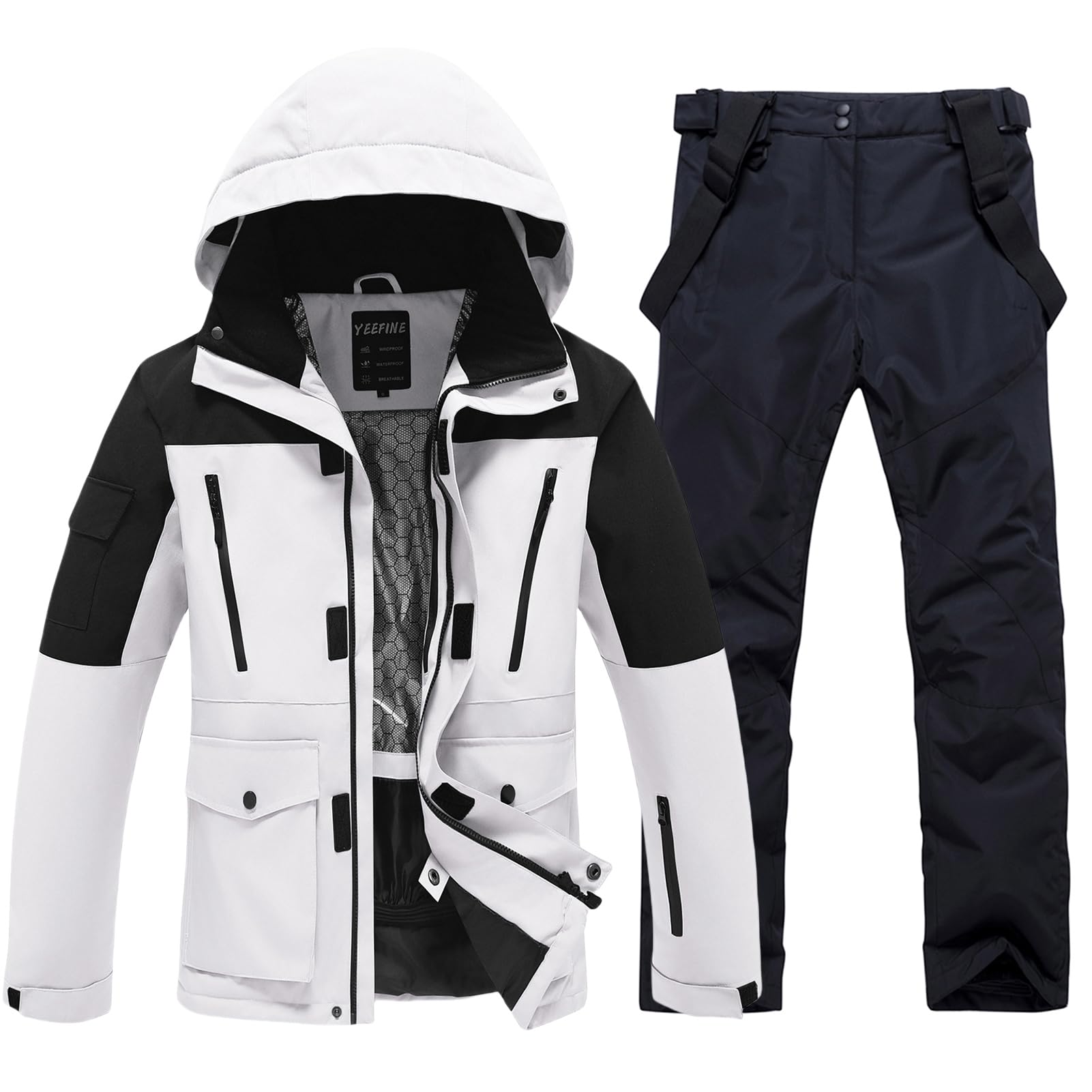 Photo 1 of Men's Ski Suit Waterproof Snow Suits Two Piece Snowboard Jacket and Pants Set Outdoor Windproof Winter Warm Snowsuits