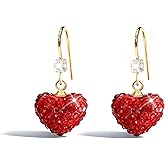 Valentines Earrings for Women Red Heart Earrings Rhinestone Heart Dangle Earring for Valentines Day Gifts for Her Outfits Accessories