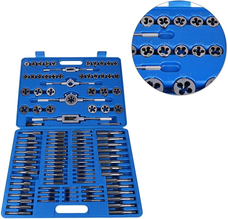 Taps and Dies Set,110Pcs M2M18 Professional HSS High Hardened Steel