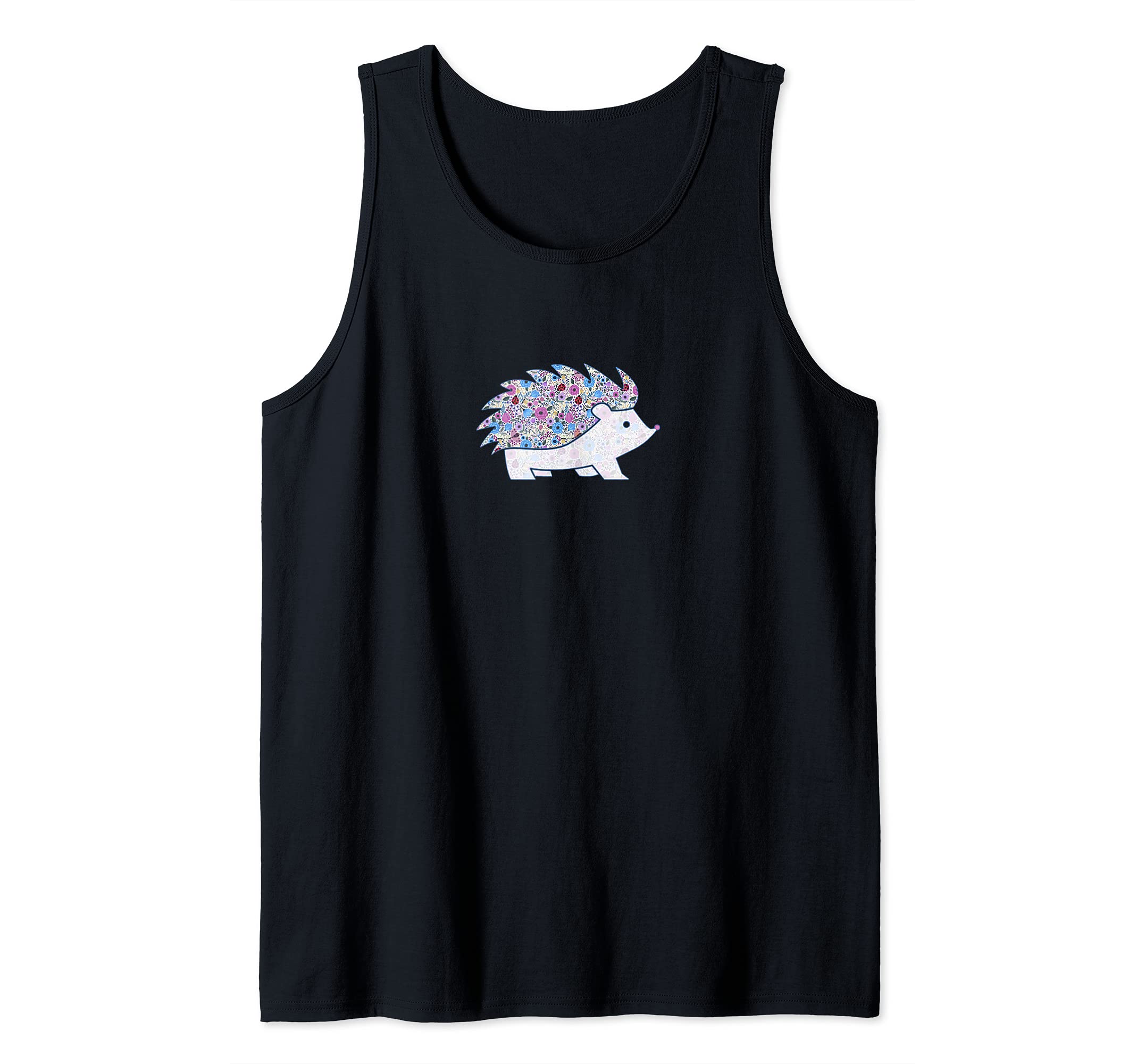 Hedgehog Floral Botanical Design Colorful Flowers Tank Top