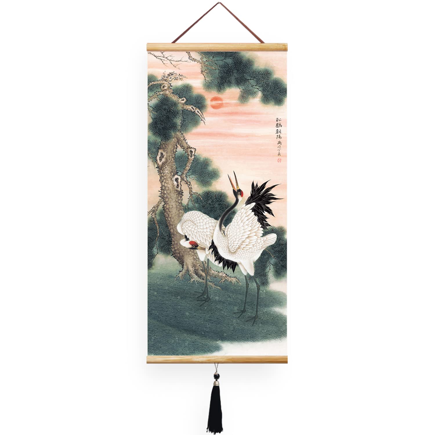 EAPEY Chinese Wall Scroll Japanese Scroll Japanese Wall Art Chinese Art Scroll Asian Wall Scroll Decor Home-Songhe Chaoyang