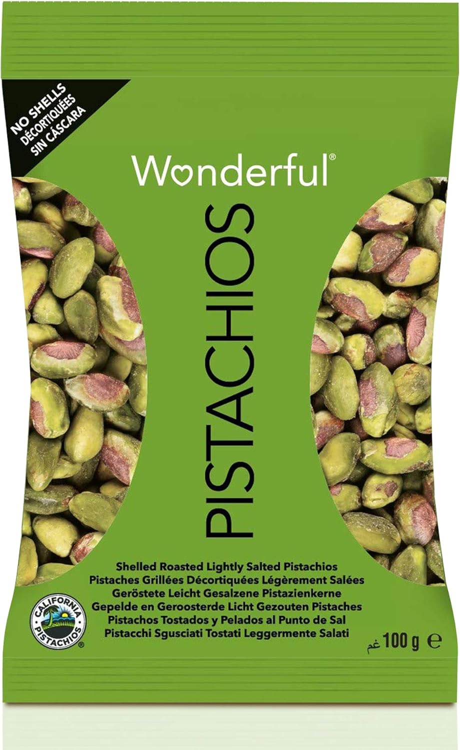 Wonderful Shelled Roasted Lightly Salted Pistachios, 100g, Pack of 3
