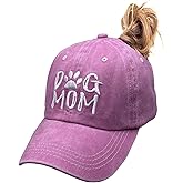 MANMESH HATT Dog Mom Ponytail Baseball Cap Messy Bun Vintage Washed Distressed Twill Plain Hat for Women