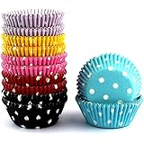 Mkustar 300 Count Mini Cupcake Liners Polka Dots Baking Paper Cups