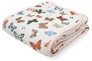Little Unicorn Original Premium Cotton Quilt | Multi-Layered & Extra-Soft Muslin Fabric |for Babies & Toddlers (Butterflies)