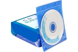 RICHEN CD/DVD/BluRay Sleeves,Double-Sided Refill Plastic Sleeve for CD and DVD Storage Binders,100 Pack (Blue)