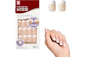 KISS Everlasting, Press-On Nails, Nail glue included, 'Infinite', French, Medium Size, Squoval Shape, Includes 28 Nails, 2g Glue, 1 Manicure Stick, 1 Mini file