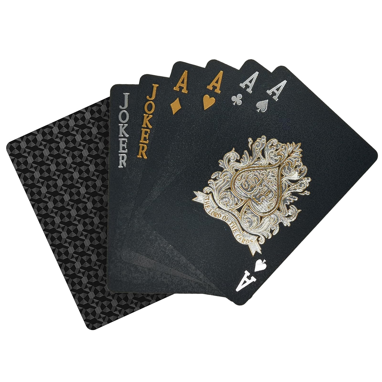 Lahviuu Playing Cards,54 Sheet Black Deck of Poker Card Waterproof Plastic Standard Playing Cards,for Family Party BBQ Gatherings,Black Grid