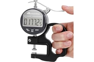 Mxmoonfree Digital Thickness Gauge 0.001mm/0.00005" | 0-12.7mm/0.5" Electronic Micrometer Thickness Meter with LCD Display, Unit Conversion, Storage Case, Extra Battery