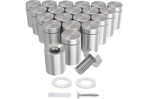 LuckIn 20-Pack Standoff Screws (1/2 in. Dia x 3/4 in. L), Stainless Steel Standoff Mounting Hardware for Acrylic Signs, Silver
