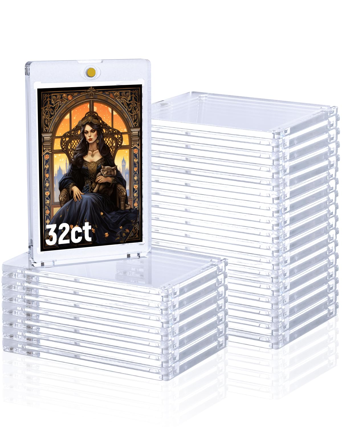 Photo 1 of Lzerking 32ct 35pt Magnetic Card Holder - One Touch Card Storage for Trading Cards, Sports & Baseball Cards | Durable & Crystal Clear Protection