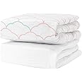 Newton Baby Organic Fitted Crib Sheets (2-Pack) - Ultra Breathable and Soft, 100% Organic Muslin Cotton, Dreamweaver Print in Blush Coral + Solid White, Fits All Standard Cribs