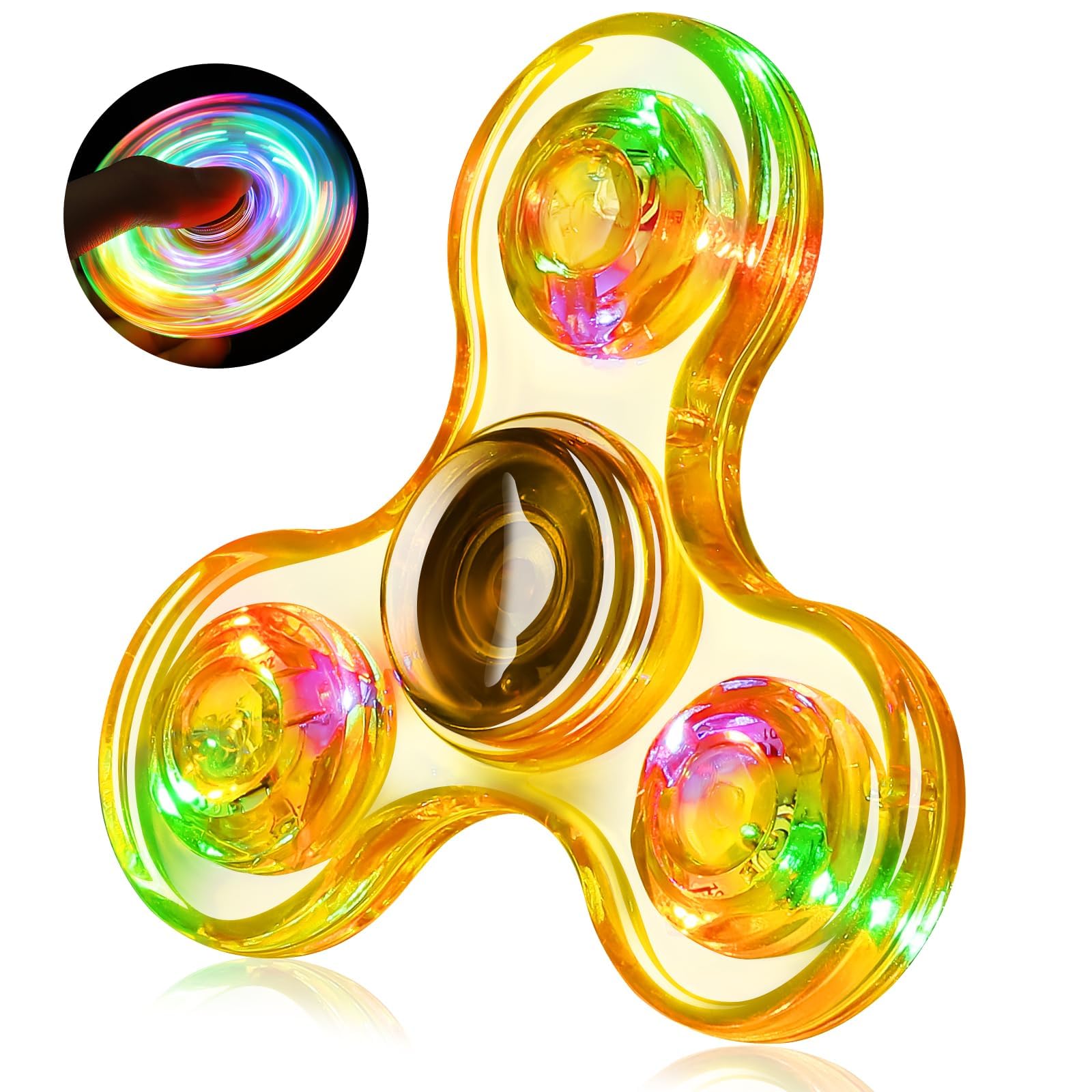Gigilli Fidget Spinner for Kids Adults, Easter Basket Stuffers Light up Sensory Fidget Toys for Kids 4-8-12, Classroom Prizes LED Glow in The Dark Hand Spinner for ADHD Autism Boys Girls 3-5 for Kids