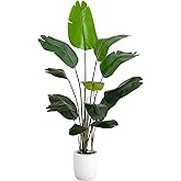 Nearly Natural 7ft. Artificial Bird of Paradise Tree with Resin Stone Planter