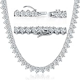 MOFEIJEWEL Tennis Necklace for Women Men 3 Prong 18K White Gold Plated 5A 4.0mm Round Cubic Zirconia Cut Faux Diamond Tennis Chain