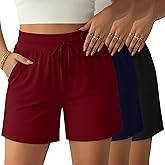 Neer 3 Pack Women's Plus Size Sweat Shorts, Drawstring Lounge Shorts Casual Summer Lightweight Soft Shorts with Pockets
